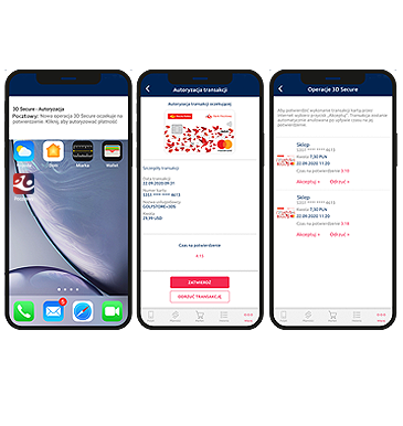 Potwierdzenie operacji 3D Secure w aplikacji mobilnej Pocztowy